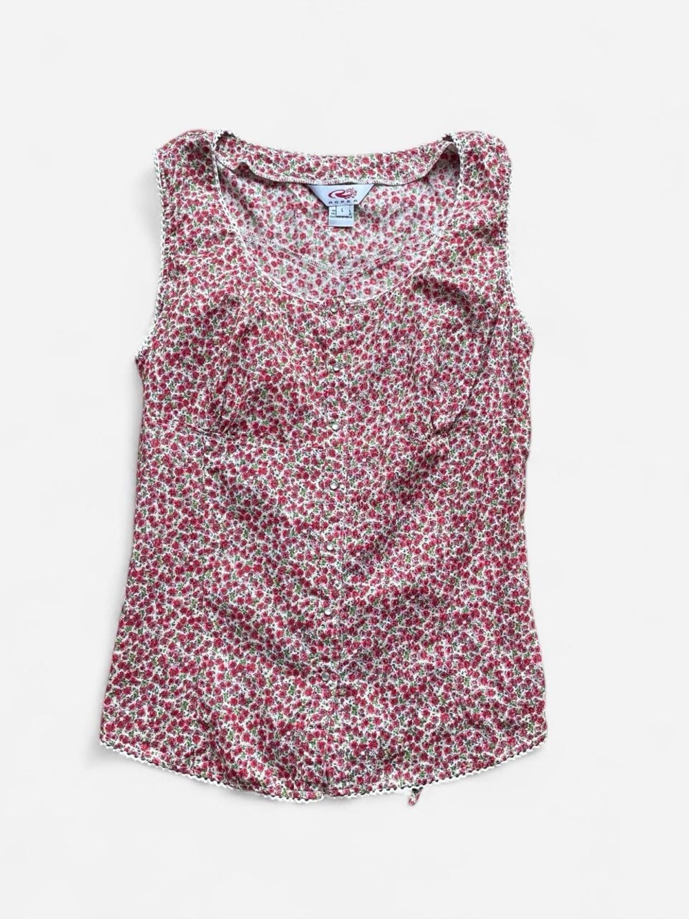 Roper Pink Floral Sleeveless Scoop Neck Sleeveless Blouse